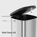 Garvee Stainless Steel Trash Can, 50 L/13 gal Hands Free Garbage Can - Image 3
