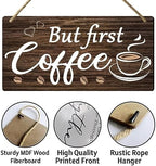 But First Coffee Sign - Wooden Coffee Bar Art, 6 x 12 Inch - Image 2