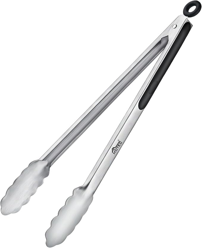 Hotec Stainless Steel Kitchen Tongs, 16 Inch Extra Long Locking Metal Food Tongs by Hotec