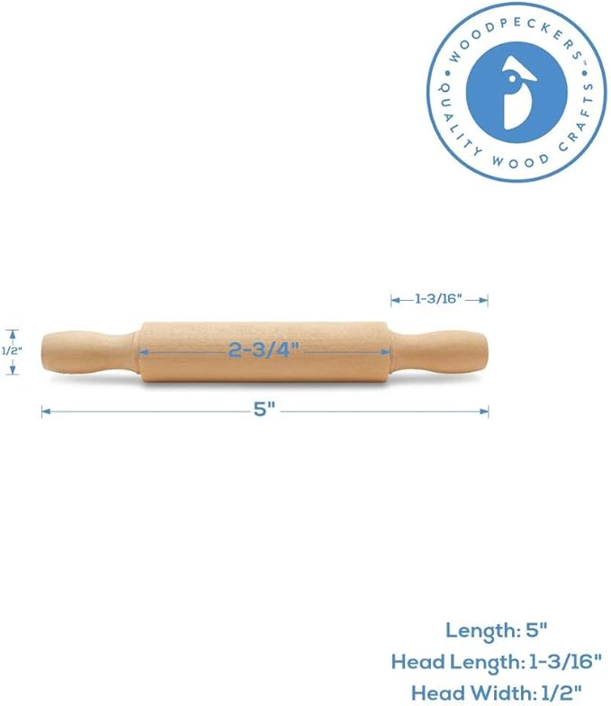 Wooden Mini Rolling Pin, 5 Inches Long, Crafting and Imaginative Play, by - Image 2