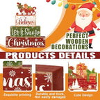 Moucuny 4 Pcs Christmas Sleigh Table Decorations Xmas Wood Block Signs - Image 3