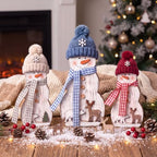 Suzile 3 Pcs Christmas Snowman Decoration Rustic Wooden Winter Indoor Decor - Image 4