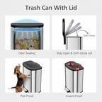 Garvee Stainless Steel Trash Can, 50 L/13 gal Hands Free Garbage Can - Image 7