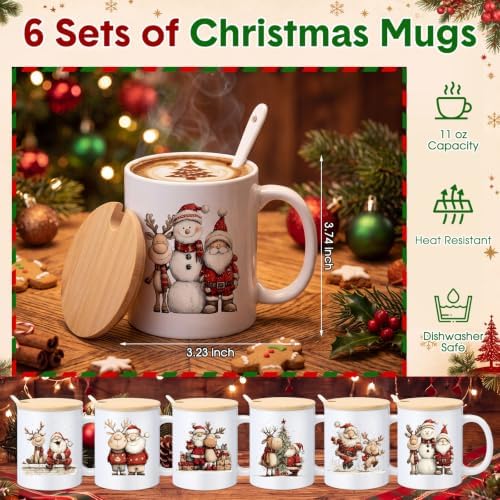 Meanplan 6 Set Christmas Mugs Gift Bulk, Fuzzy Socks Cards Bags, Classic - Image 2