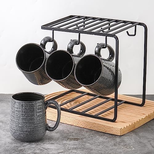 Hasense Dark Grey Coffee Mugs Set of 4, 12oz Ceramic Coffee Cups, Latte Mug with Large Handle for Coffee, Tea, Milk and Hot Cocoa,Easy Hold & Clean, Dishwasher & Microwave Safe - Image 4
