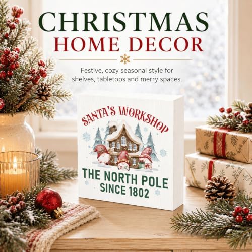 Santa Workshop Sign, Christmas Decoration, Funny Christmas Wooden Box Sign, Farmhouse Home Decoration, Santa Gnome Signs, Holiday Decor, Front Door Signs - Image 2