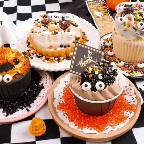 Halloween Sprinkles Edible, 5oZ Fall Eyeball Sprinkles for Cake Decorating with White Black Orange Confetti Nonpareils Jimmies and Sugar, Cupcakes Cookie Ice Cream Baking Toppings - Image 7