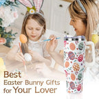 Easter Tumbler with Handle and Straw Lid 40 oz,Cute Easter Spring Gift for Women Men Eggs Floral Vacuum Insulated Leak Proof Stainless Steel Coffee Cup Mug - Image 7