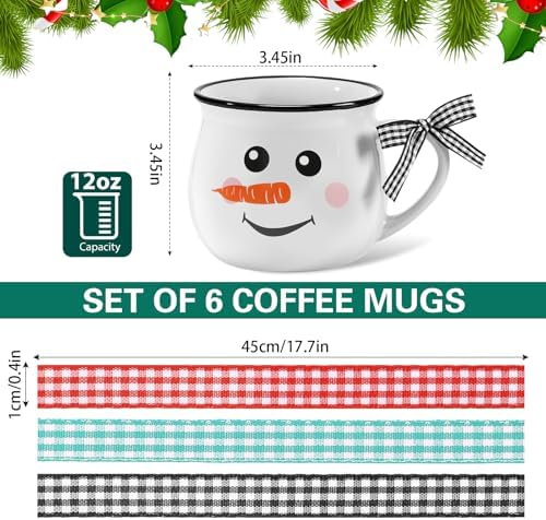 Sawysine 6 Set Christmas Coffee Mugs, Holiday Gift, Snowman Style - Image 3