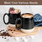 HASENSE Coffee Mugs Set of 4, 15 Ounce Ceramic Coffee Cups with Handles, Porcelain Large Latte Mug for Coffee Cappuccino Tea, Black Mugs for Men, Women Christmas Holiday Gift - Image 4