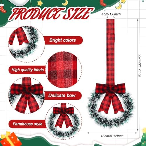 Retrowavy 12 Pcs Small Christmas Kitchen Cabinet Wreaths with Ribbon - Image 2