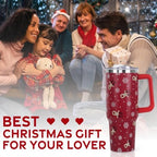 Christmas Tumbler with Handle and Straw Lid 40 oz,Cute Gifts for Women Merry Xmas Reindeer Snowflakes Winter Holiday Festival Vacuum Insulated Leak Proof Stainless Steel Coffee Cup Mug - Image 7