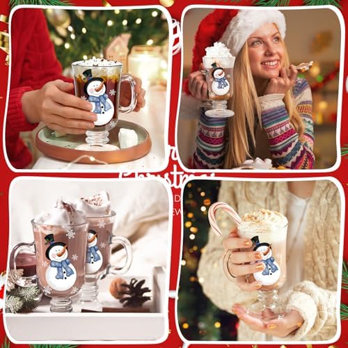 Sliner 6 Pcs Glass Coffee Mugs, Snowman Irish Mugs with Handle - Image 6