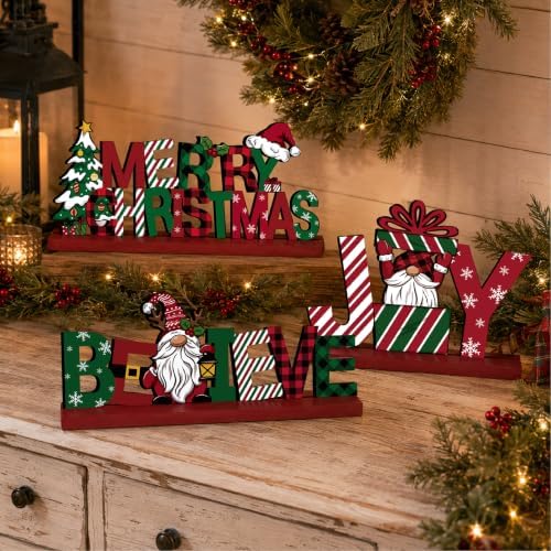 3 Pcs Christmas Table Decorations, Wooden Christmas Decor Indoor - Image 6