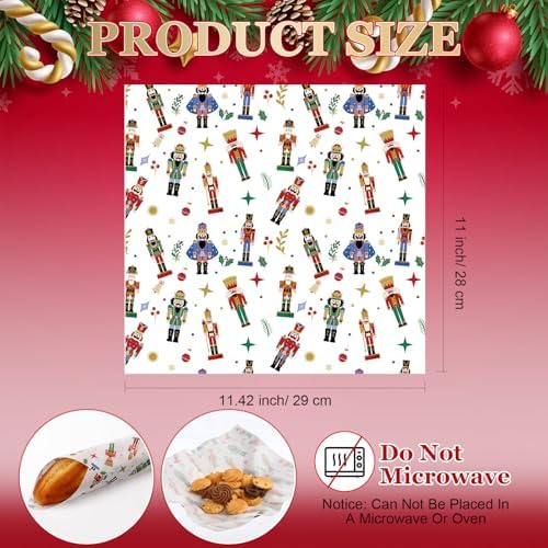 Marspark 100 Sheet Christmas Nutcracker Wax Paper for Food 11.4 x 11 Inch - Image 3