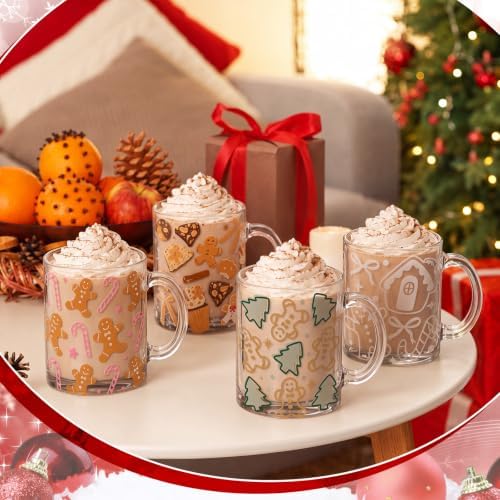 Tioncy 4 Pcs Christmas Glass Coffee Mugs 12 oz - Image 6