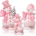 Suzile 3 Pcs Christmas Pink Candy Snowman Decoration Wooden Indoor Decor by Suzile