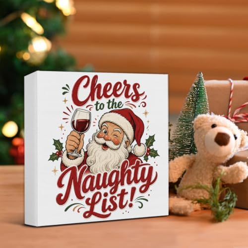 Funny Christmas Decorations Indoor, Santa Claus Wooden Sign Wine Decor - Image 5