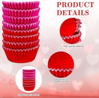 JarThenaAMCS 200Pcs Red Pink Foil Cupcake Liners Foil Metallic Baking Cups Cupcake Wrappers Muffin Liners for Valentine Christmas Birthday Wedding Party Supplies - Image 3