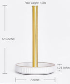 VROOMIUM Gold Paper Towel Holder Countertop, Ceramic Base Easy-to-Clean - Image 3