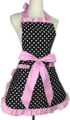Hyzrz Cute Apron Retro Black Polka Dot Retro Ruffle Side Vintage Cooking Aprons - Image 2