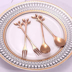 AnSaw Elegant Rose Gold Leaf Coffee Spoons - Image 5