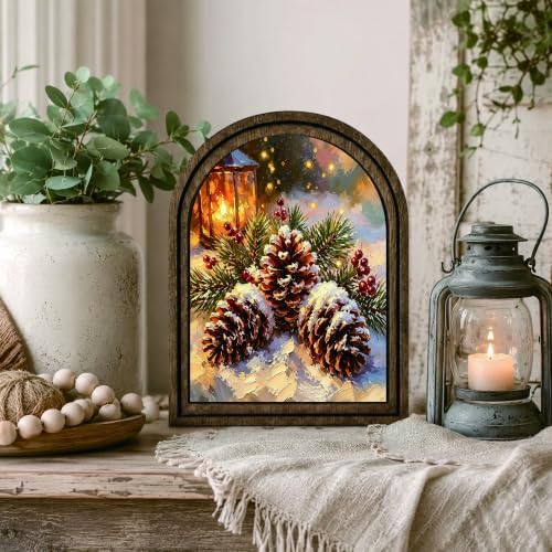 Winter Pinecone Arched Table Sign, Rustic Farmhouse Christmas Decor - Image 6