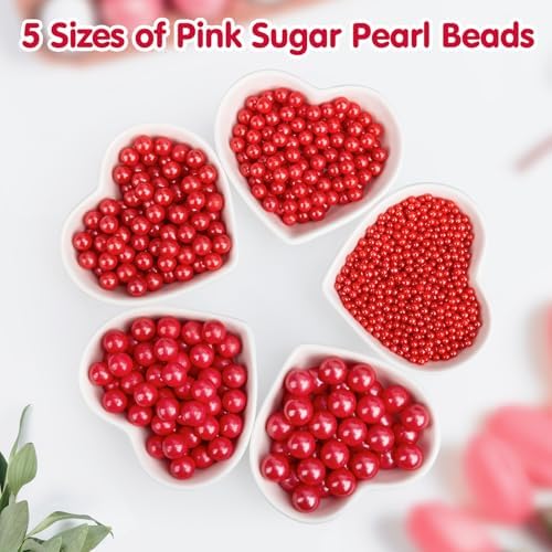 Edible Red Pearl Sprinkles,130g,Edible Pearl Sugar Sprinkles,Baking Edible Cake Decorations,Cupcake Toppers,Cookie Decorating,Donuts Ice Cream Toppings,Wedding Birthday Party Supplies - Image 4