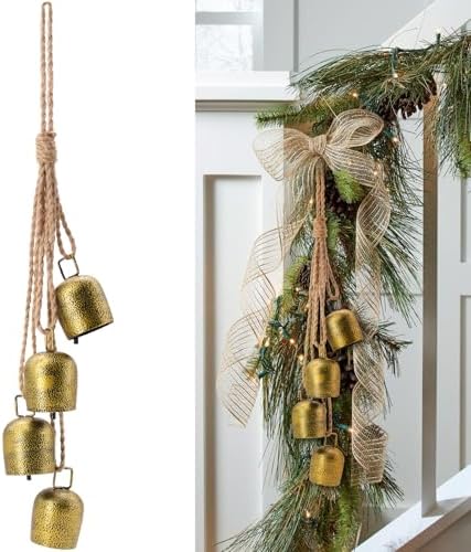 Christmas Bells for Decoration, Gold Metal Vintage Cow Bells by Unknown