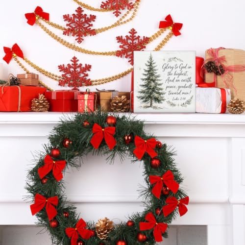 Christian Christmas Decor, Christmas Tree Bible Verse Wooden Sign - Image 6
