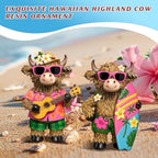 2 Pcs Highland Cow Figurines, Summer Beach Hawaii Decor - Image 5