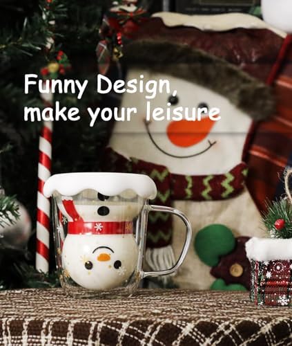 LIBWYS 2pcs Snowman Christmas Mugs, 13 oz Double Walled Coffee Mugs with Snowflake Lid, Heat Resistant mugs set for Hot Cocoa and Latte, Christmas Gift for Family, Friend - Image 6
