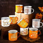 Mumufy 9 Pcs Fall Coffee Mugs, 12 oz, Thanksgiving Enamel Mugs with Handle - Image 2