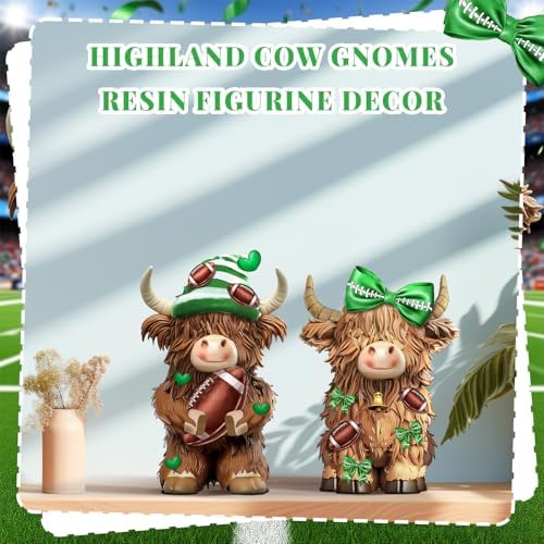 2 Pack Football Highland Cow Figurine Resin Football Decor - Image 5
