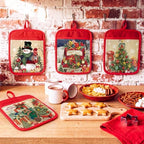 Jingmore 12 Pcs Christmas Pot Holders with Pocket Retro Oven Mitts Bulk - Image 2