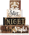 Moucuny 4 Pcs Christmas Holy Night Table Decor Farmhouse Wooden Block Signs by Moucuny