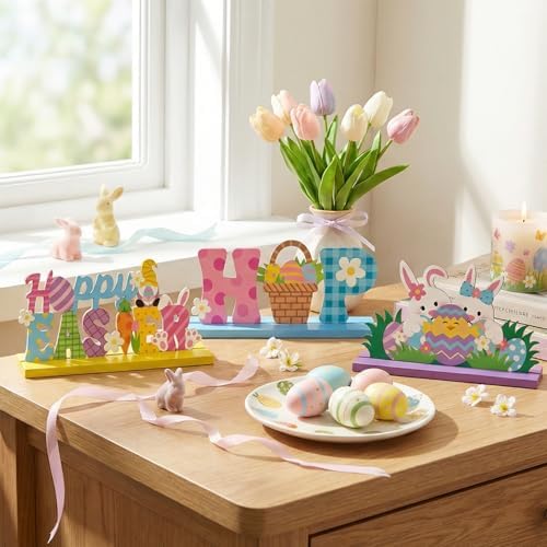 3Pcs Fall Decorations, Wooden Table Decor for Thanksgiving (Happy Easter) - Image 5