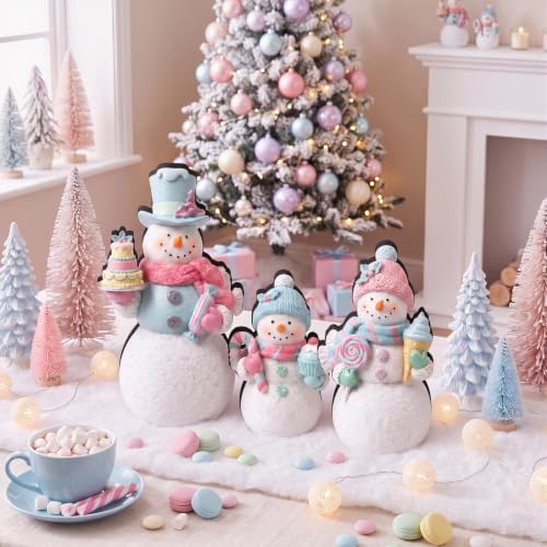 Suzile 3 Pcs Christmas Candy Snowman Decorations Wood Candy Canes Decor - Image 6
