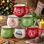 Sawysine Christmas Coffee Mugs 6 Pcs Santa Style, 12 oz Ceramic Holiday by Sawysine