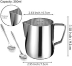 Milk Frothing Pitcher Cup, 12oz/350ML Milk Frother Cup Stainless Steel Steaming - Image 6