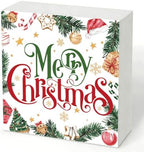 Merry Christmas Wood Box Sign, Colorful Holiday Decor for Tabletop Shelf by Unknown