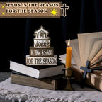 Moucuny 4 Pcs Christmas Jesus Religious Table Decor Christian Wooden Signs - Image 5