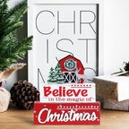 MEETYAMOR Christmas Decor, Large Size 3-Layered Wood Block with in the magic of believe Sign Christmas Table Decor, Farmhouse Rustic Xmas Decorations Indoor for Home, Mantle, Shelf, Living Room - Image 2