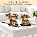 2 Pack Resin Highland Cow Figurine Decor, Coffee Theme - Image 6