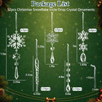 Acrylic Christmas Ornaments, 32 Pack Snowflake & Icicle Tree Decorations - Image 3