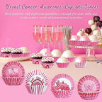 SANNIX 450 pcs Breast Cancer Cupcake Liners, Pink Ribbon Baking Cups - Image 4