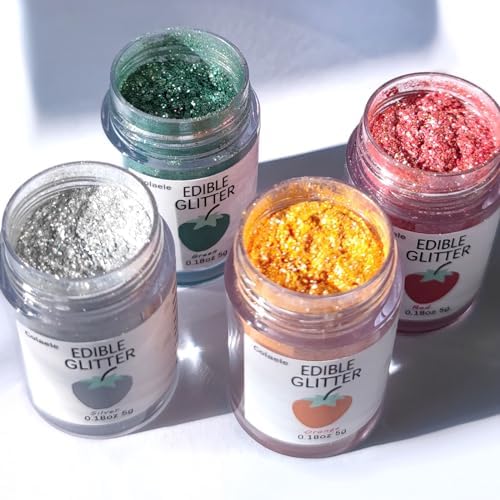 Black Edible Glimmer Powder Glitter - Colaele 5 grams Food-Grade Luster Dust Metallic Fancy Food Decorating Sprinkle Glimmery Brew Dust for Cake Decorations Drinks Wine Beverage Candy Dessert, Vegan - Image 5