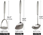 304 Professional Potato Masher, Stainless Steel Cooking Utensils Set, Mirror - Image 5