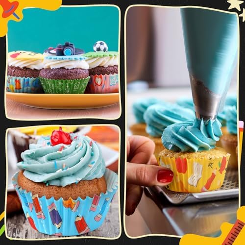 SANNIX 450pcs Back To School Cupcake Liners Baking Cups Cupcake Wrappers - Image 7