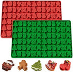2Pcs Christmas Silicone Molds - 144-Cavity Mini Christmas Candy Molds with Gingerbread Man Santa Claus molds for Chocolate Candy Fondant CupcakeGummy Mold for Baking by Unknown